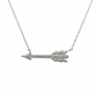 Lds 0.05ctw Diamond Arrow Pendant with Sterling Silver Chain